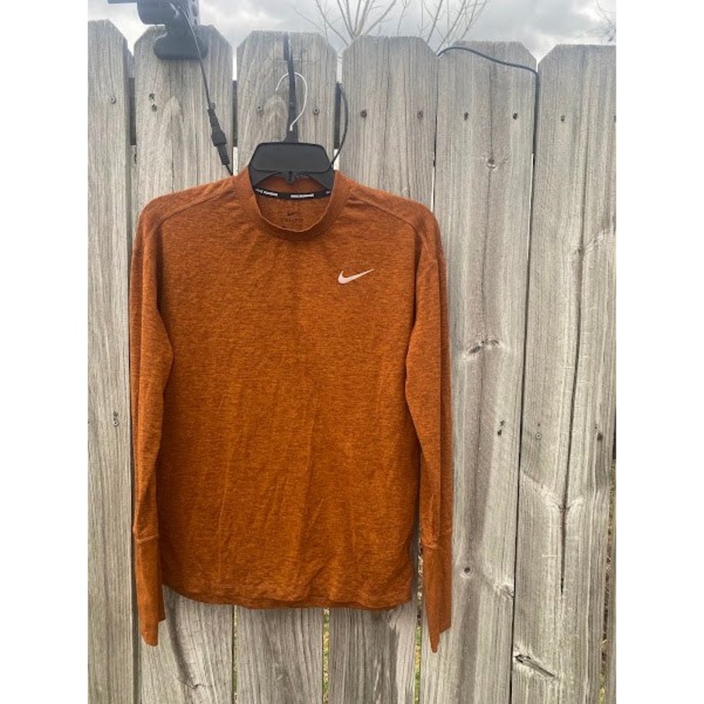 Nike Running Dri-FIT Long Sleeve Mock Neck Shirt‎ Burnt Orange Heather Small - Picture 2 of 4